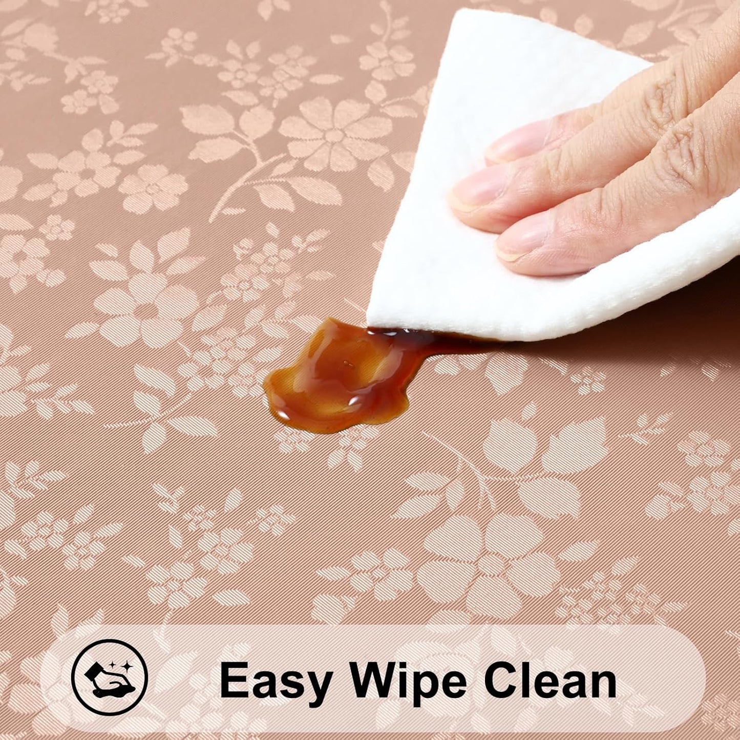 Smiry Rectangle Table Cloth, Waterproof Heavy Duty Vinyl Tablecloths, Wipeable Washable Table Cover for Kitchen and Dining Room (Tan, 52" X 70")