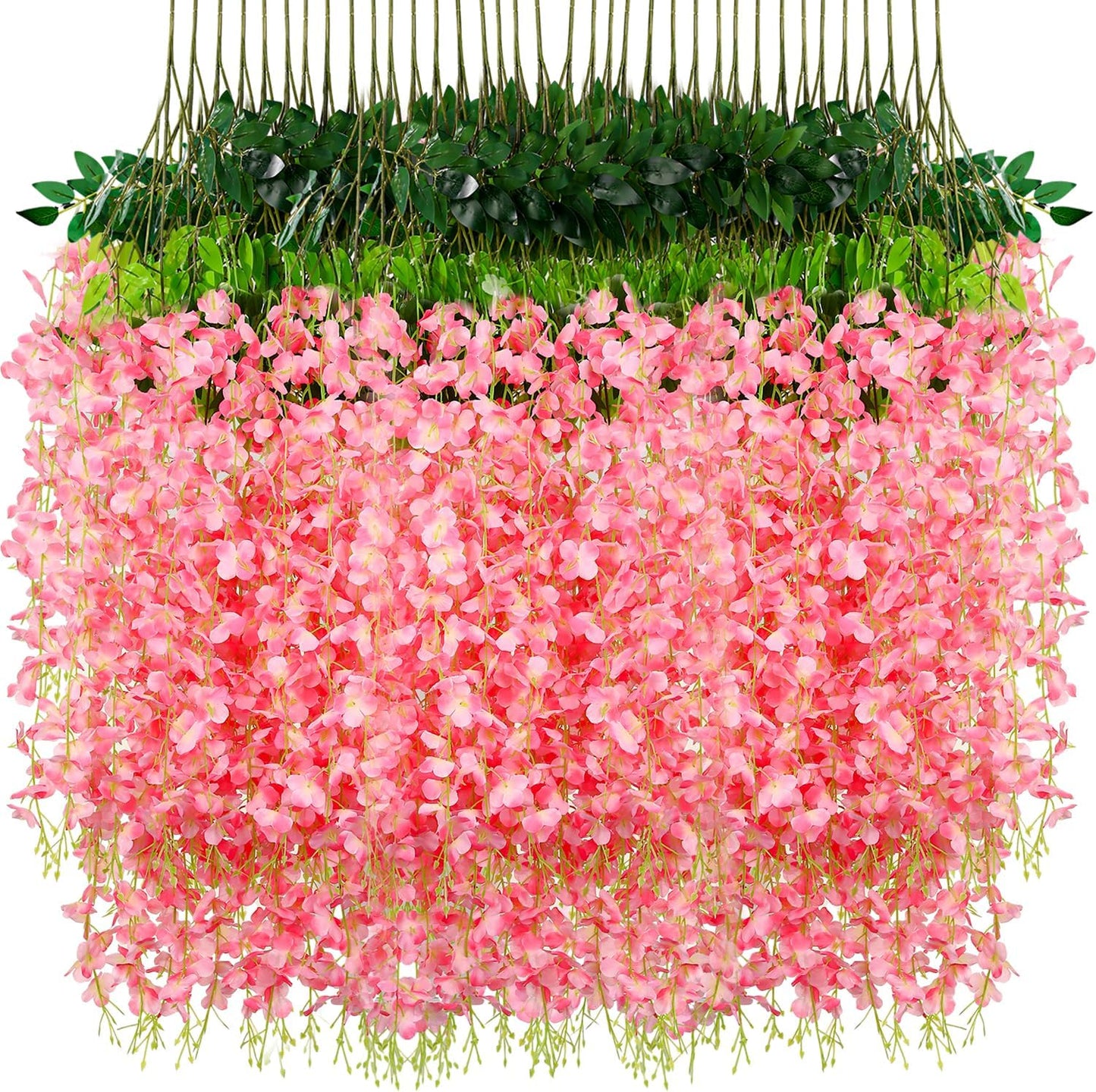 Wisteria Hanging Flowers,Fake Hanging Flowers Wisteria artificiales Garland for Home Wedding Arch Floral Party Garden Ceremony Outdoor Decor,3.6 feet Long(36,Pink)