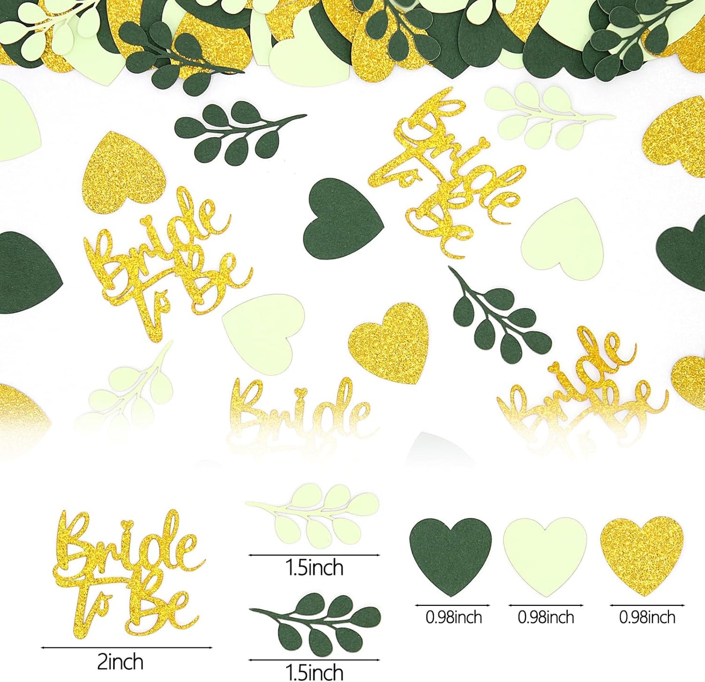200PC Sage Green Bachelorette Party Decorations Bridal Shower Confetti for Tables Heart and Sage Bride to Be Table Scatters for Engagement Wedding Decor Party Supplies