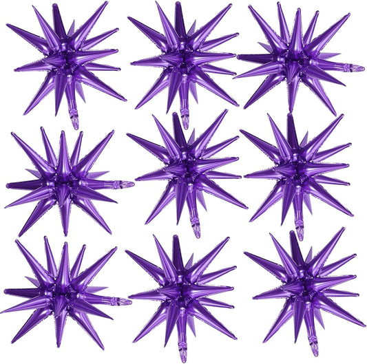 Purple Star Balloons,9Pcs 22Inch Dark Purple Explosion Spike Cone Helium Polyester Film Star Foil Balloons for Birthday Halloween Graduation Anniversary Baby Shower Party Decorations