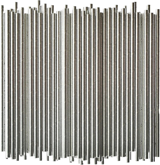 7.75 inch Disposable Silver Paper Straws 1000 Counts - for Drinking, Cocktail, Bar, Restaurant, Party, Wedding