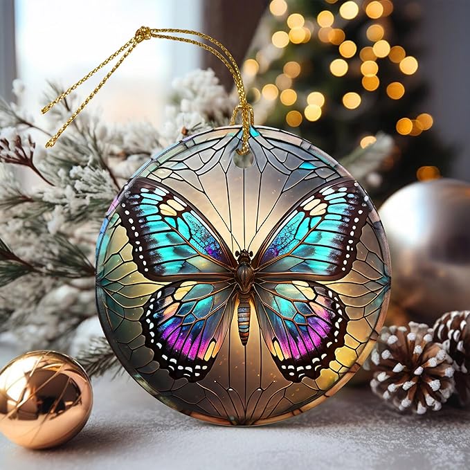 Touber Butterfly Christmas Ornament, Christmas Ornaments for Tree, Christmas Tree Decor, Holiday Ornament