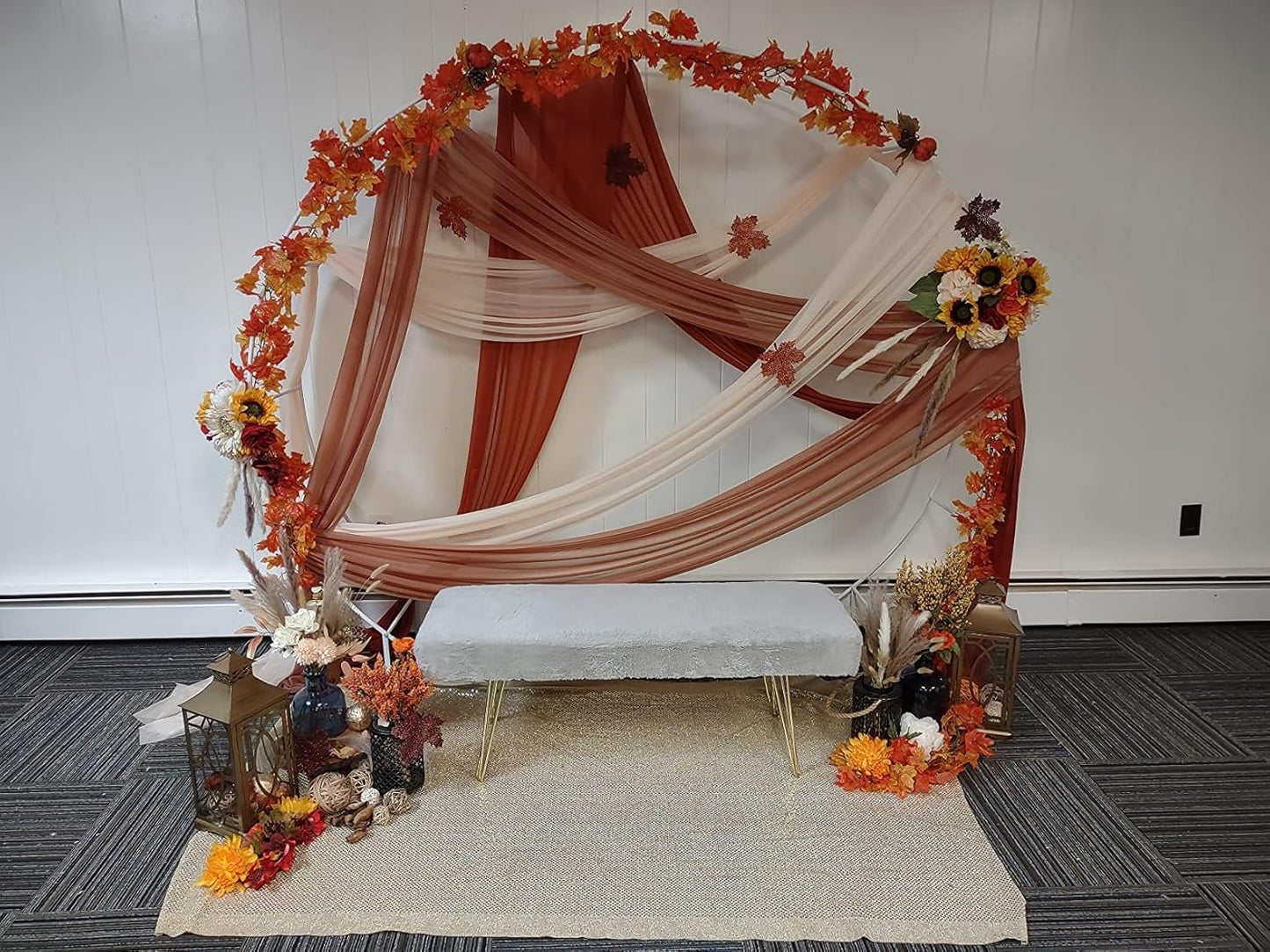 Wedding Arch Draping Fabric Backdrop 2 Panel 30" x 19Ft White Arch Drapes Curtains for Wedding Reception Sheer Tulle Backdrop Curtain for Ceremony Birthday Party Arbor Ceiling Decorations