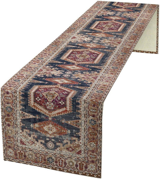 Vintage Boho Table Runner,Flower Geometric Design Rustic Farmhouse Table Runner for Home Farmhouse Kitchen Table Dining Coffee Room Garden Party Wedding Decor 13x120in