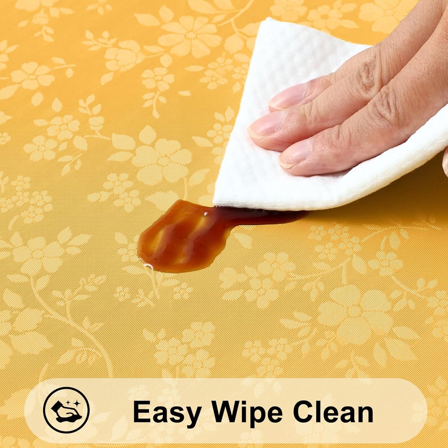 Smiry Rectangle Table Cloth, Waterproof Heavy Duty Vinyl Tablecloths, Wipeable Washable Table Cover for Kitchen and Dining Room (Mustard Yellow, 60" X 84")