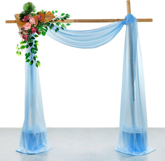 VDS Pack of 2 Panel (30 Inch X 100 Feet) Wedding Arch Draping Fabric Sheer Chiffon Fabric Drapery for Wedding Ceremony Reception Swag Backdrop Canopy Chuppah ARBO Altars Decoration (Turquoise)
