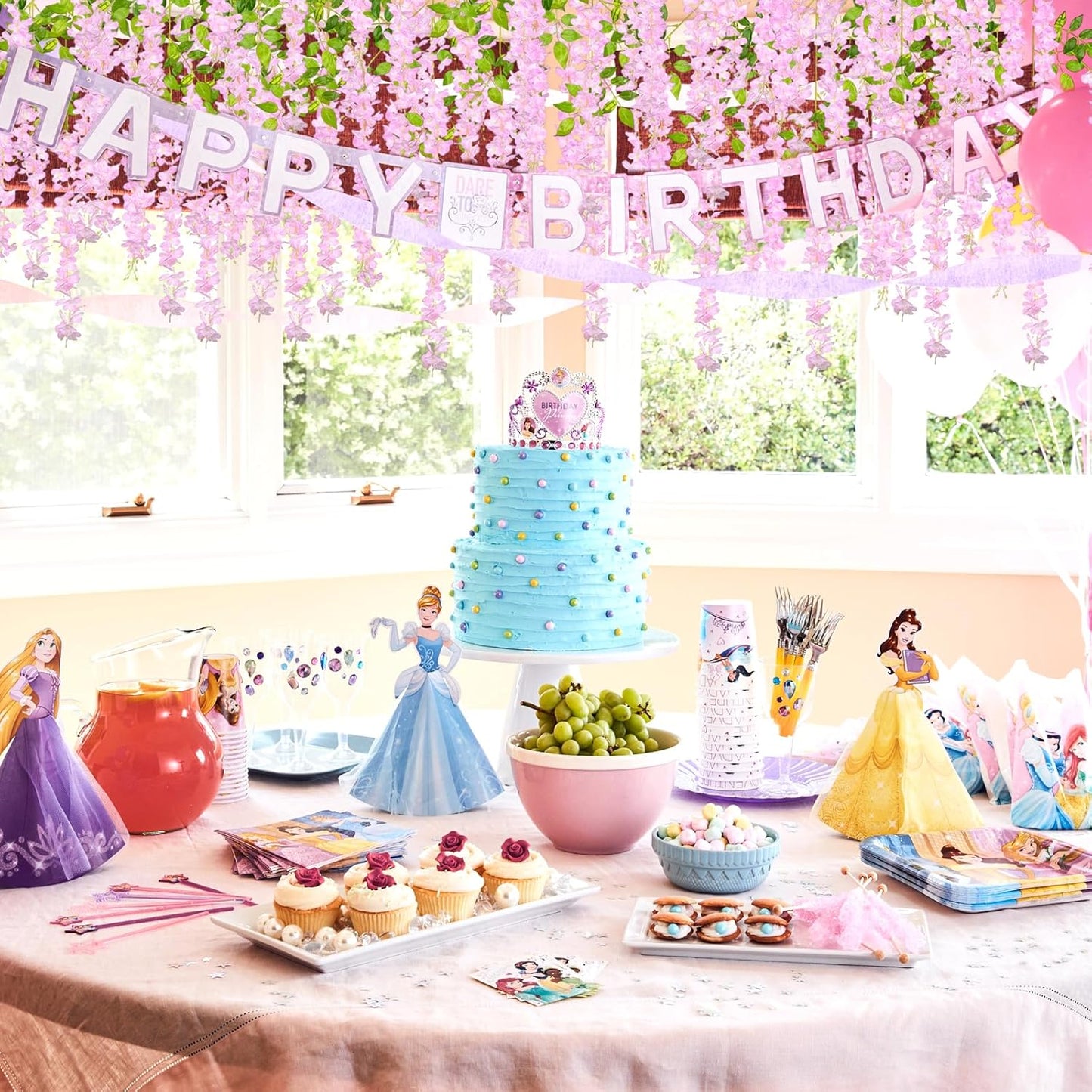 36 Pack Pink Wisteria Hanging Flowers, 3.44 Ft Fake Hanging Flowers, Artificial Wisteria Garland Vines for Wedding Room Backdrop Outdoor Patio Garden Decoration