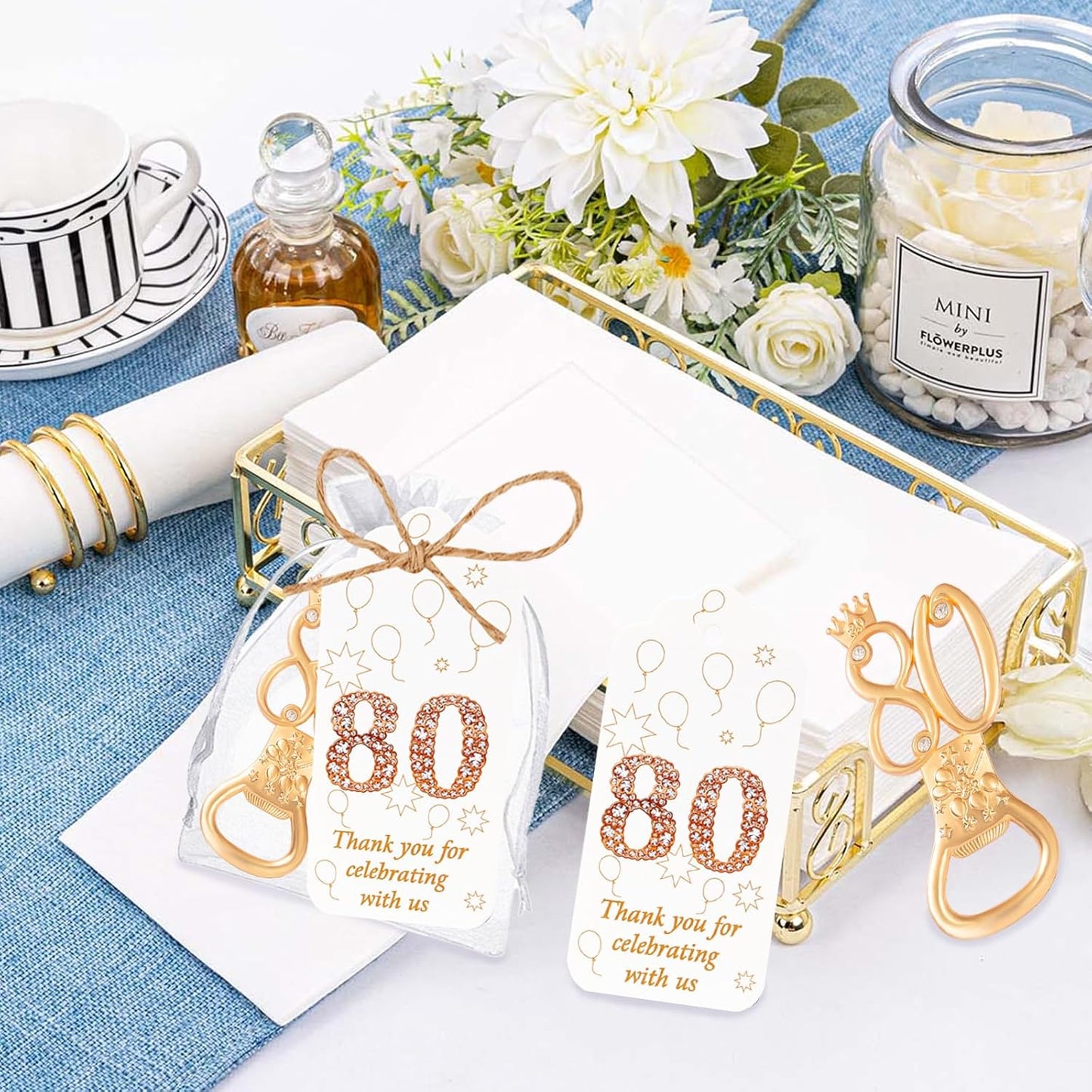 50Pcs 80th Birthday Bottle Opener Set 80th Birthday Party Favors 80th Golden Bottle Openers Personalized Party Favors Wedding Anniversaries Souvenirs Favors For Guests Party