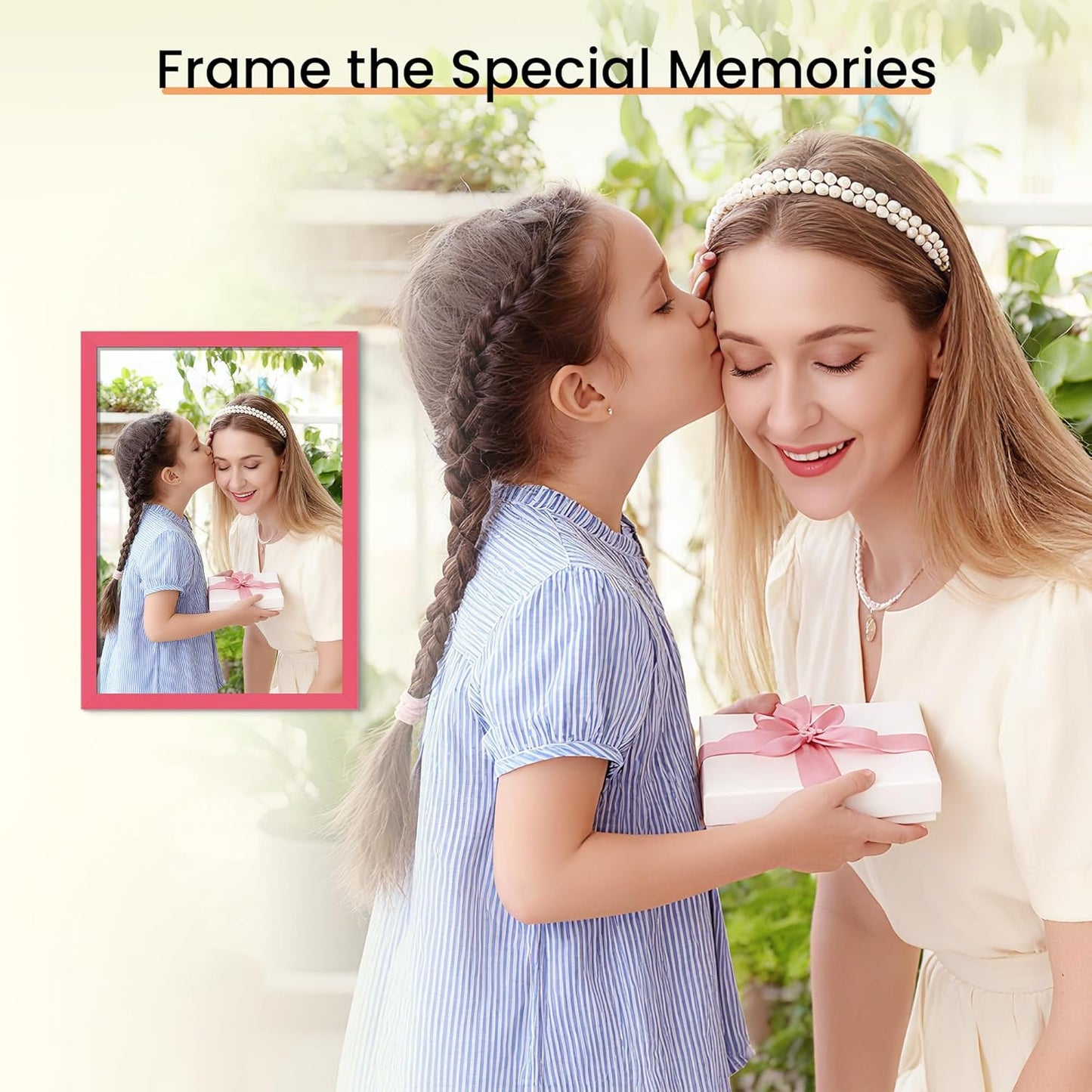 upsimples 5x7 Picture Frame Set of 3, Made of High Definition Glass for 5 x 7, Wall and Tabletop Display Thin Border Photo Frames for Home Decor, Pink