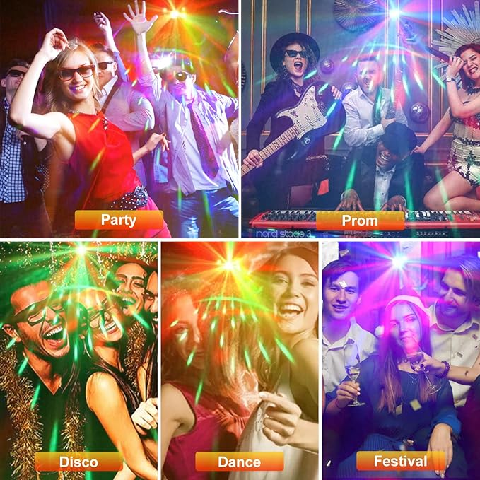9 Eyes DJ Disco Light, RGB Party Stage Lights by Remote and DMX512 Control, Sound Activated LED Pattern Strobe Lights for Parties Live Light Show Xmas Bar Club Disco Dancing (21 Eyes Lights)
