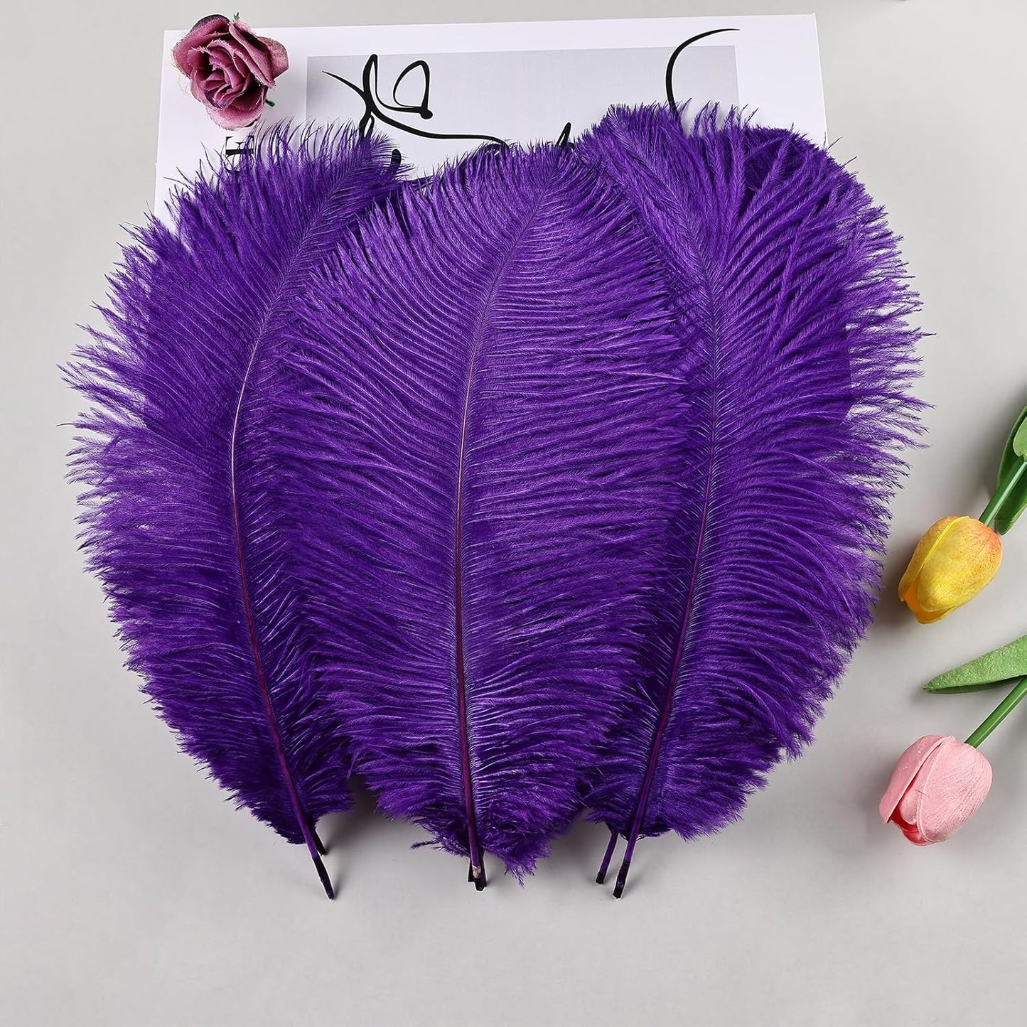 THARAHT 24pcs Purple Ostrich Feathers Natural Bulk 10-12Inch 25cm-30cm for Wedding Party Centerpieces Easter Gatsby and Home Decorate Ostrich Feather