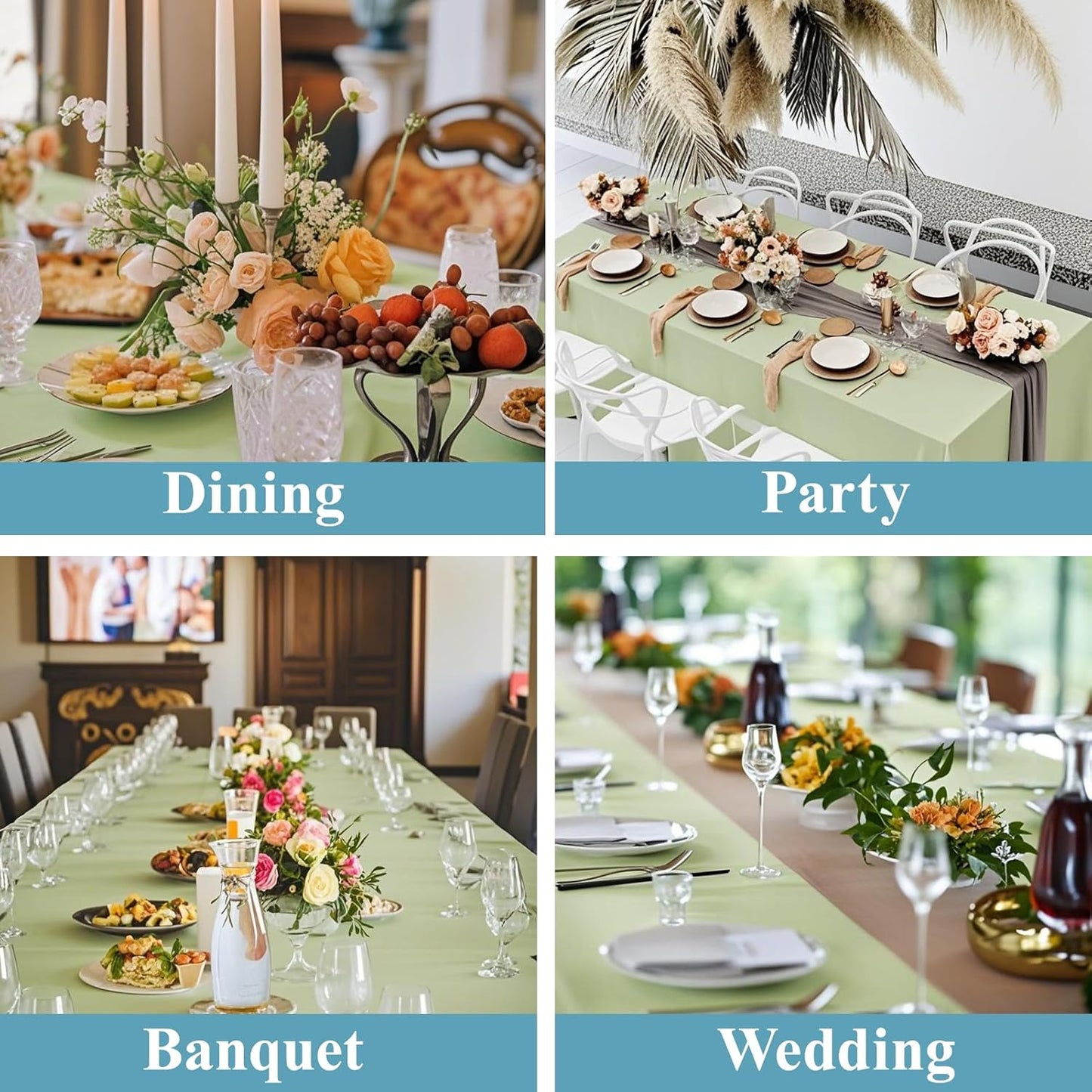 VidaFete Tablecloth 10 Pack 90 * 132inch Rectangle Table Cloth Polyester, Stain Wrinkle Resistant Polyester Dining Table Cover for Kitchen Dinning Party Wedding Rectangular Tabletop Buffet Decoration