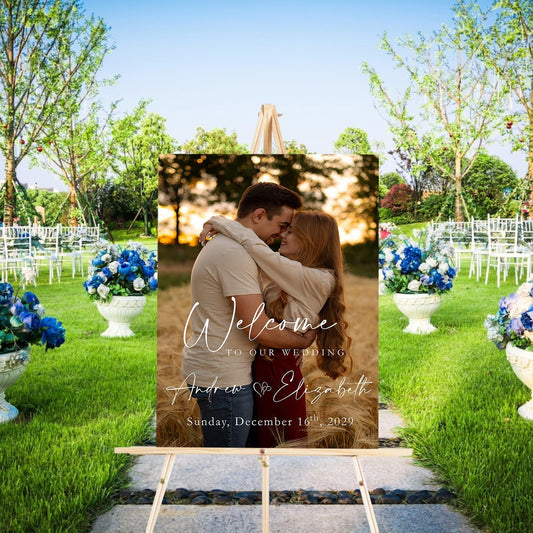 Welcome To Our Rustic Wedding Decoration - Personalized Welcome Sign With Stand