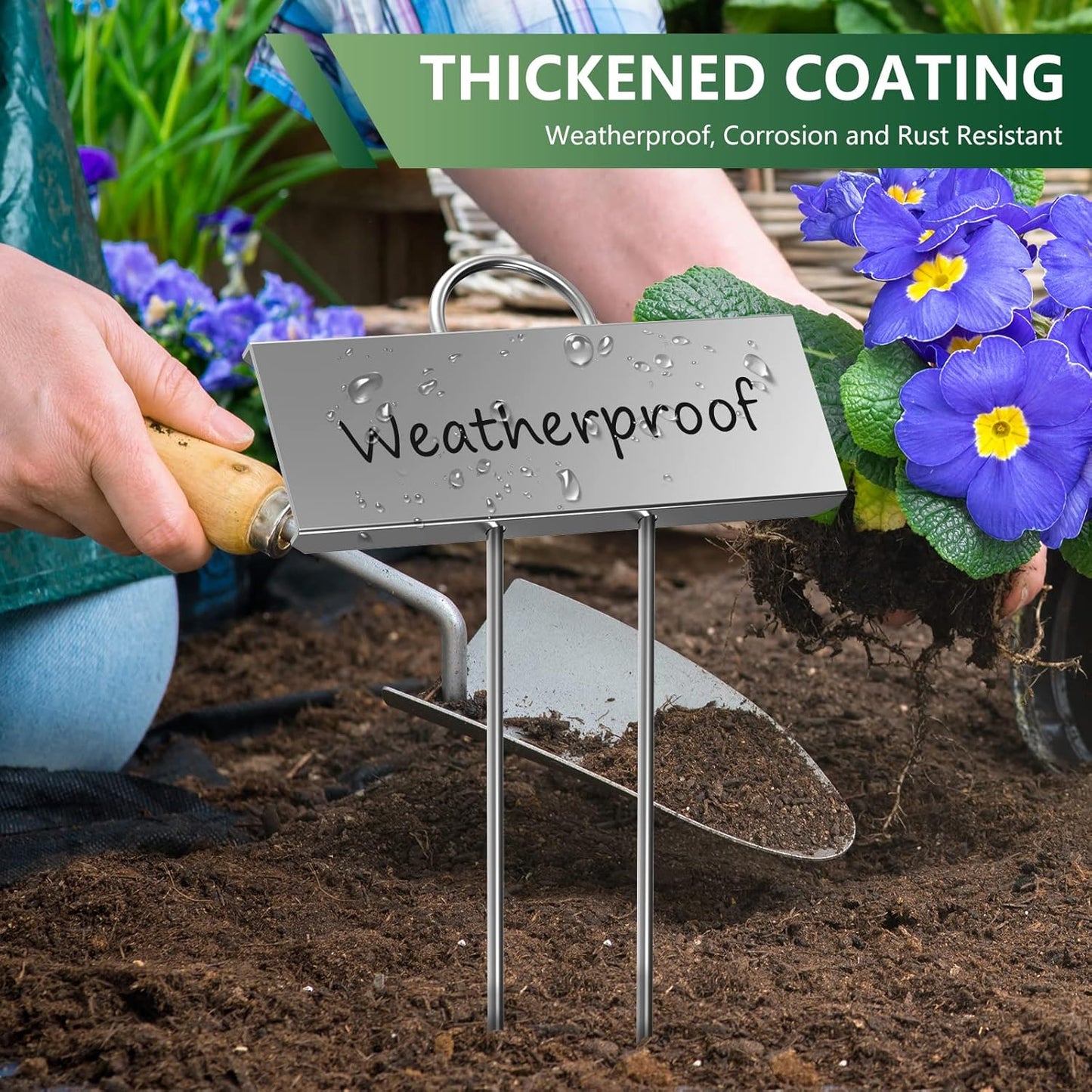 STARTOSTAR 30-Pack Metal Plant Labels Weatherproof Garden Markers,Height 10.6'', Label Area 3.5''X 1.2'' Reusable Nursery Tags for Vegetables Herb Flower Seed Greenhouse - Zinc