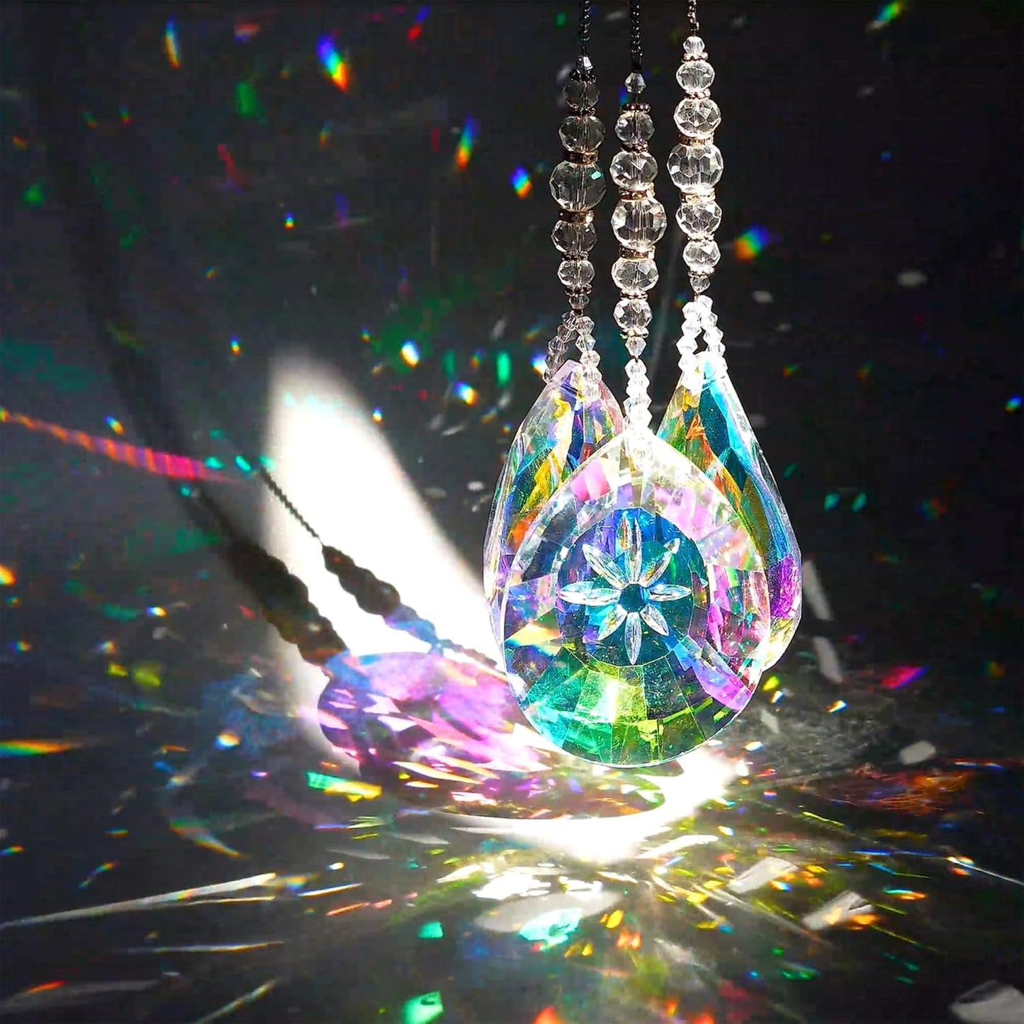 YU FENG 3PCS Crystal Suncatcher Pendant for Decor Hanging Glass Prism Rainbow Maker Light Catchers
