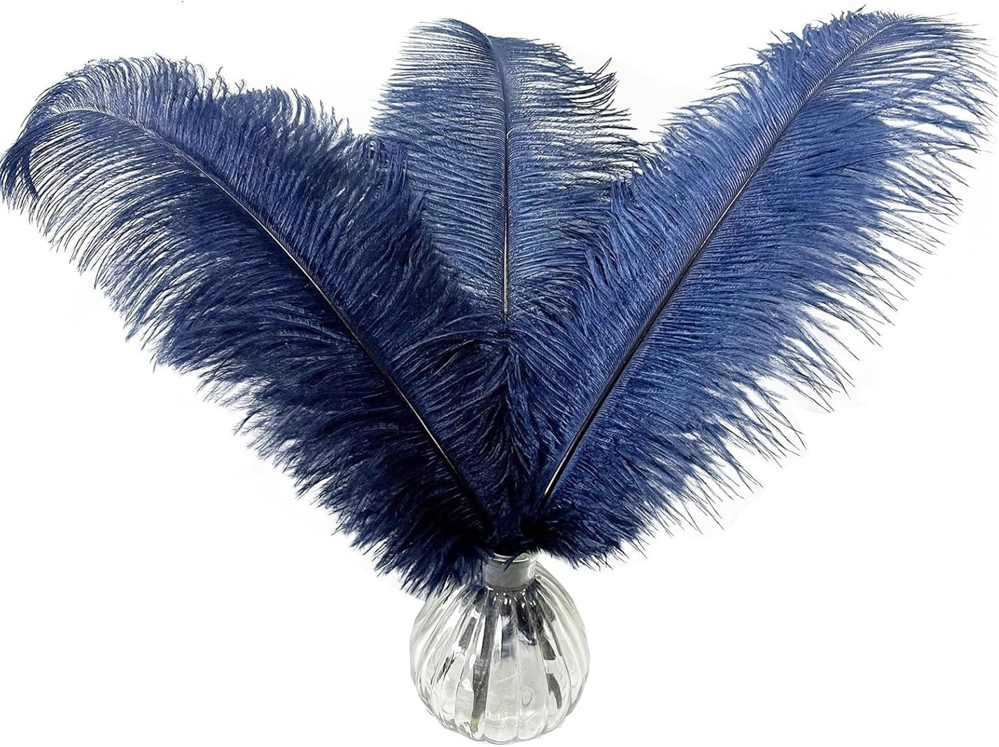 Happy Feather 16-18 inch Navy Blue Ostrich Feathers Craft for Wedding Party Centerpieces Home Decoration DIY Craft Pack of 10