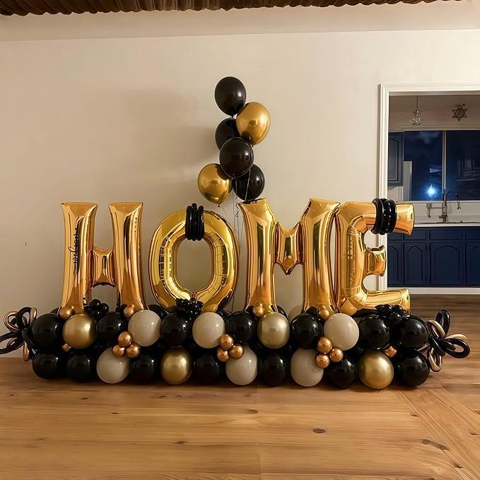 40 Inch Gold HOME Balloon Letters for Housewarming Party Decorations, Large Metallic Gold Chrome New Home Sweet Welcome Balloon Banner Sign for Real Estate Open House Warming Homecoming Party Decor