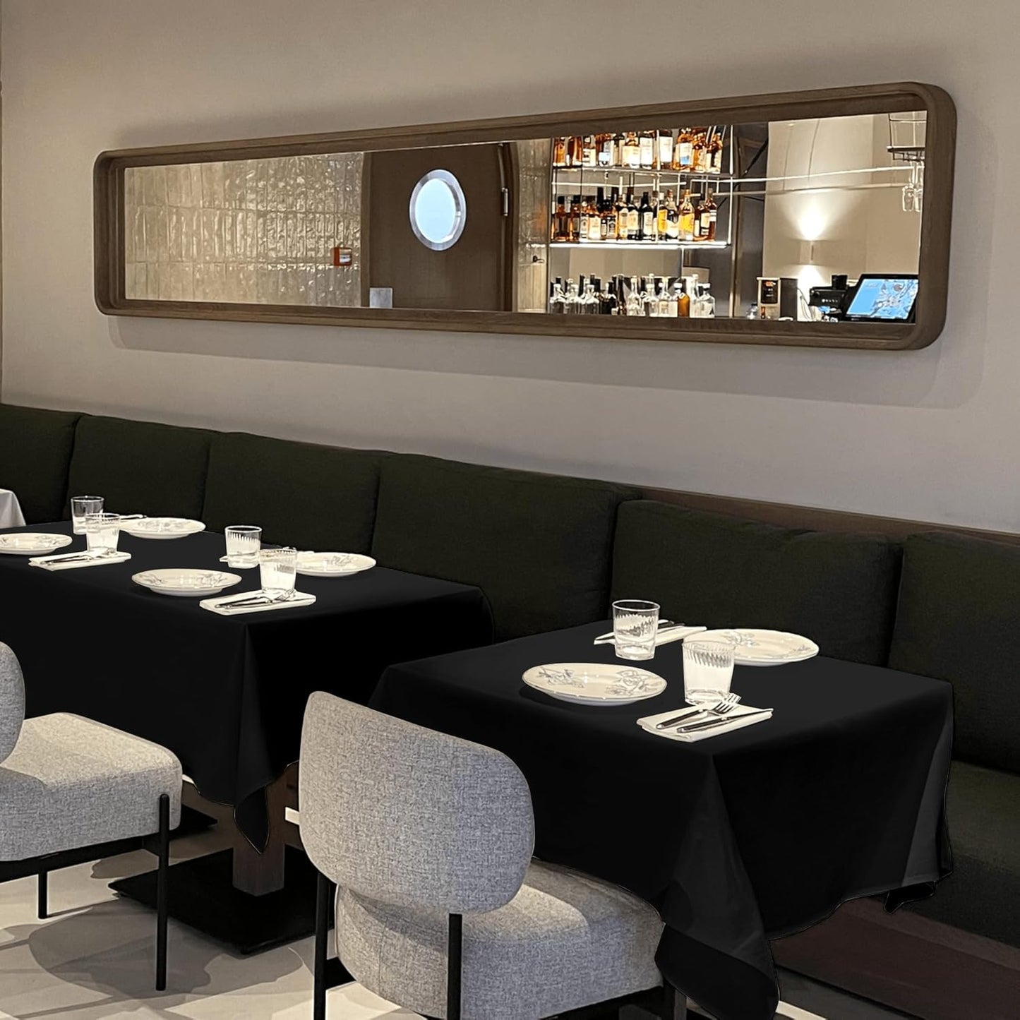 sancua Black Square Tablecloths 60x60 Inch, 2 Pack - Fabric Table Cloth for Square or Round Tables, Washable Polyester Table Cover for Dinner, Holiday Party, Decorative Display Tables