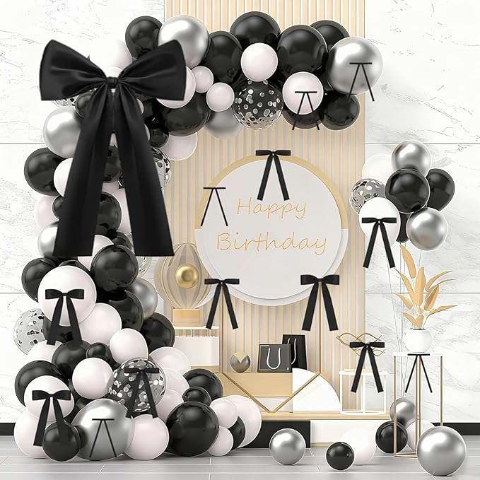 36Pcs Black Satin Christmas Bows, Christmas Tree Topper Bow Door Garland Decorations Home Party Wedding Car Gift Cake Holiday Decor Supplies