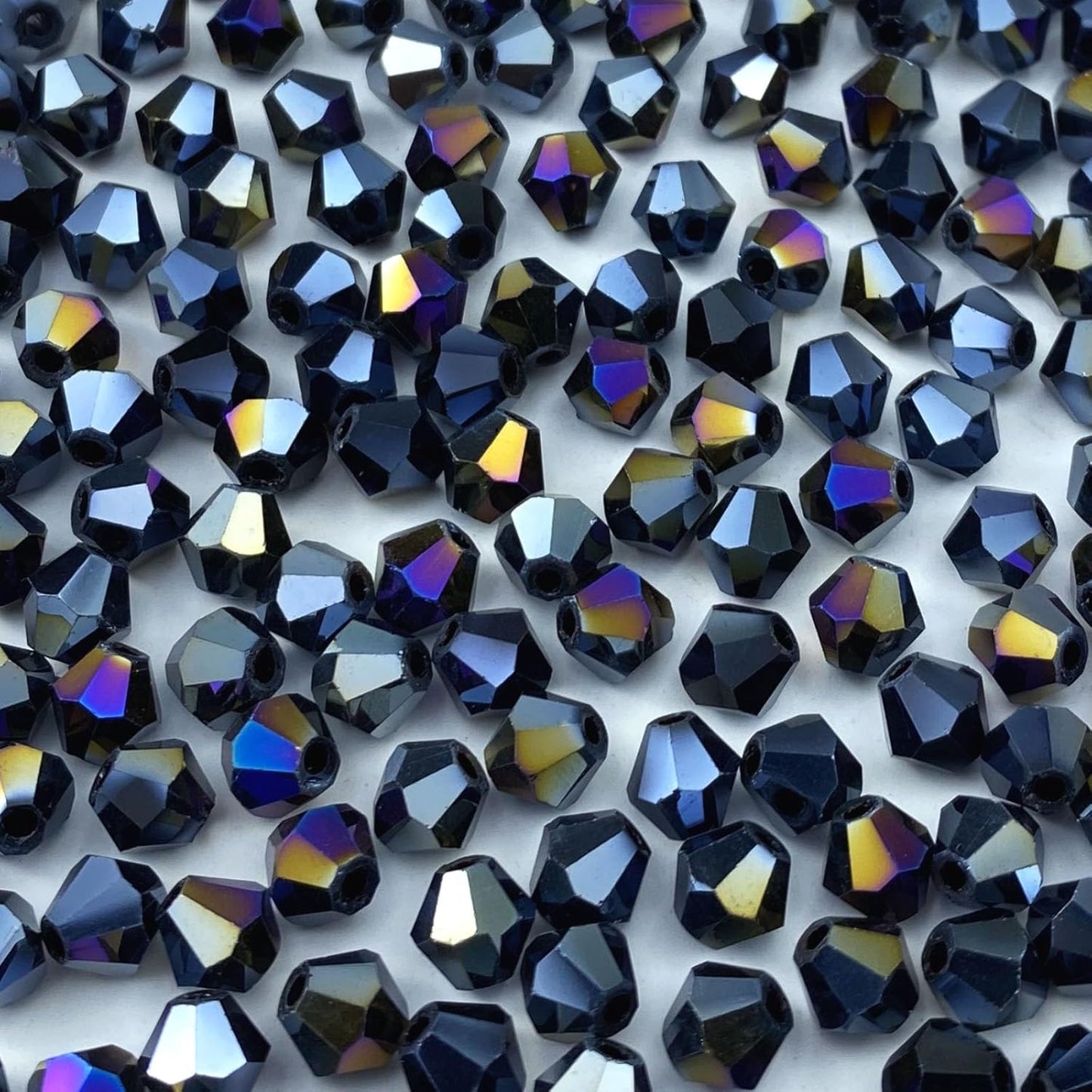 100pcs 8mm Bicone Crystal Glass Beads Loose Spacer Beads Faceted Craft Beads for Jewelry Making DIY Necklace Bracelet Earring Wind Chimes Suncatchers Ornamen(Black AB)