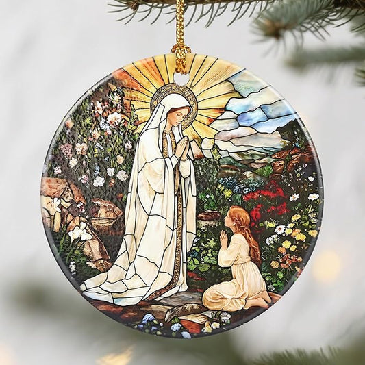 Lady of Lourdes Christmas Ornaments: Christmas Tree Ornaments, Virgin Mary Religious Holiday Decor, Catholic Home Decor, Stocking Stuffers, Gift Ideas, Religious Gifts & Faith Gifts for Christian