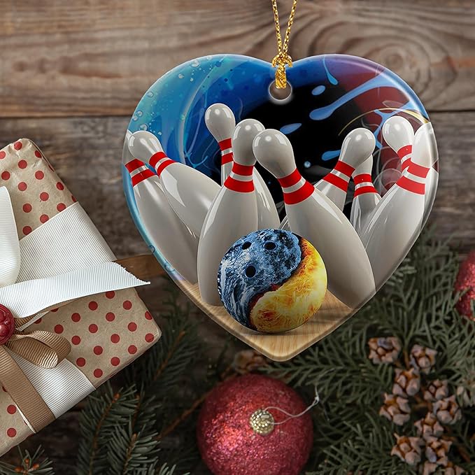 Ice and Fire Bowling Ball Christmas Ornaments,Christmas Tree Decorations Decorative Hanging Ornament,2025 Navidad Holiday Decoration for Women Men,Ceramic Bowling Lover Gifts Xmas Home Decor