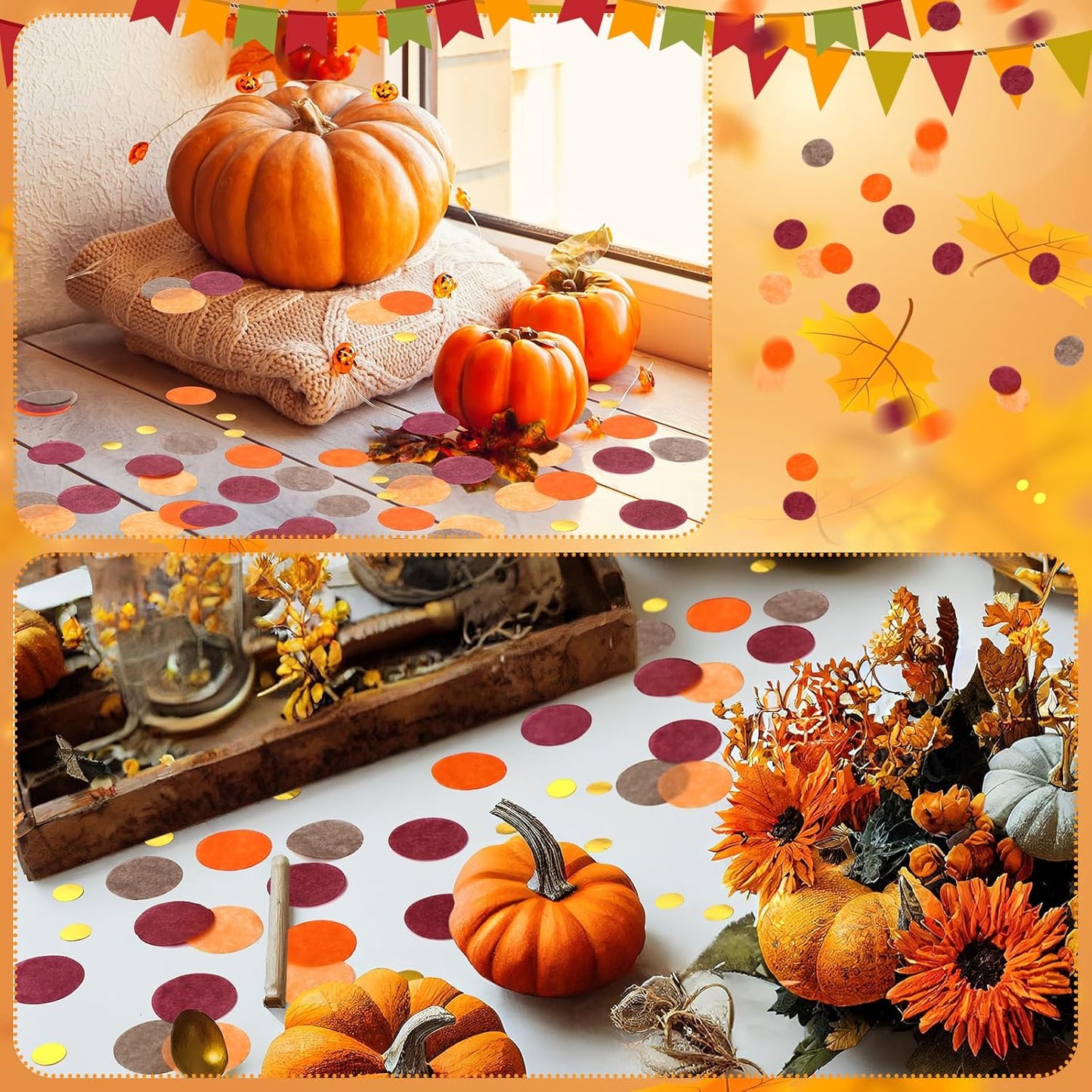 Skylety 1 Inch Thanksgiving Confetti for Table Decorations Orange Autumn Thanksgiving Party Decorations for Friendsgiving Harvest Party Supplies, 60g of Pack