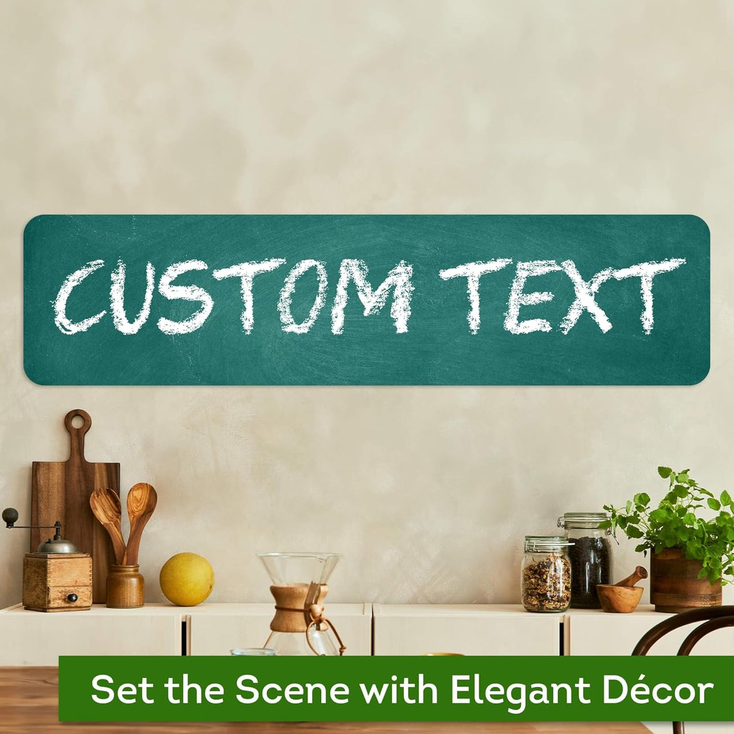 Custom Sign, Custom Street Sign, 11 Font Colors, 13 Font Styles, 4 Hole Options, 22 Sizes, 8x32 Inches, Rust Free DiBound, Fade Resistant, Made in USA by My Sign Center (Chalkboard Green)