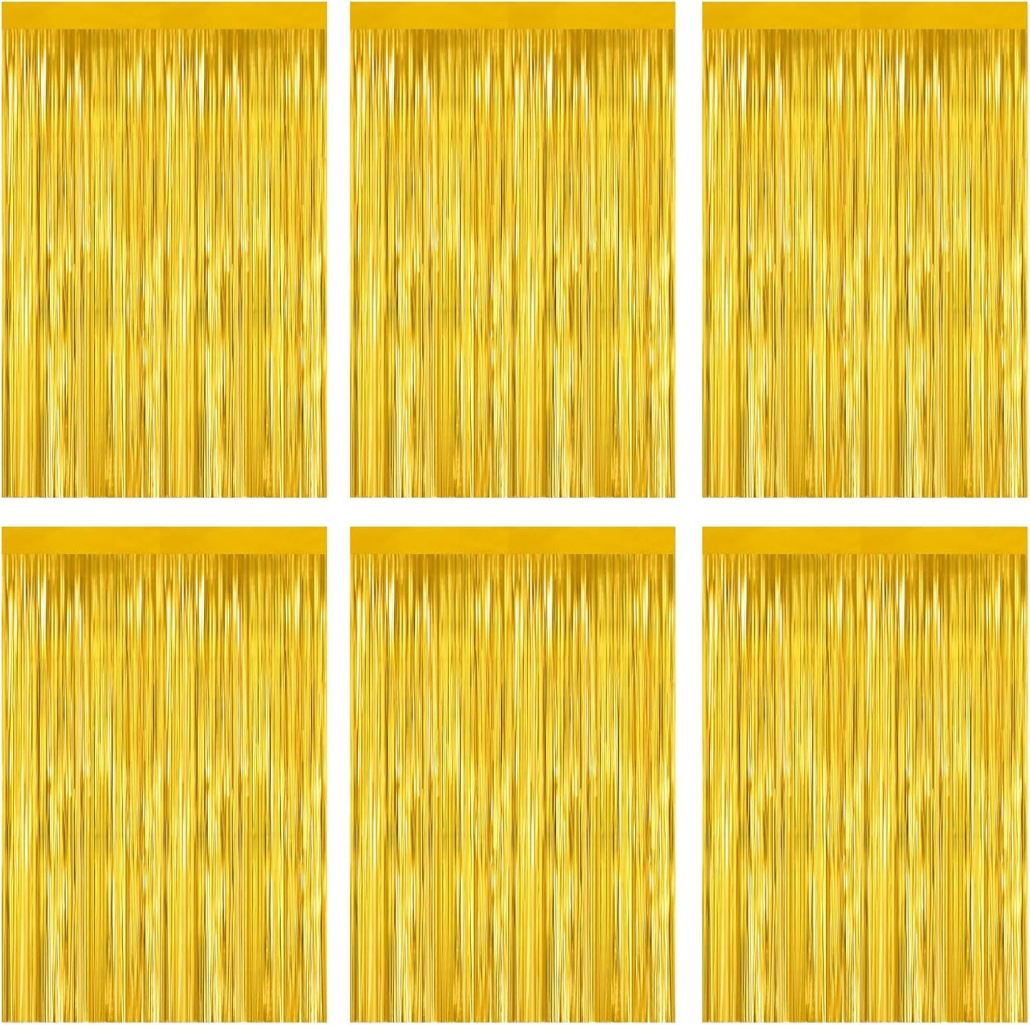 Gold Foil Fringe Curtain 3.3×8.3FT 6 Packs, Metallic Tinsel Curtains Party Streamers for Birthday Graduation Baby Shower Decoration (6pcs,3.3FT×8.3FT, Gold)