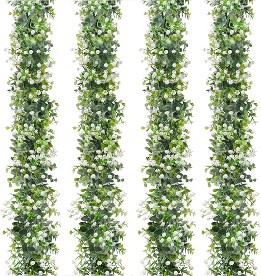 SOMYTING Artificial Eucalyptus Garland 4 Packs 6Ft Faux Eucalyptus Garlands Eucalyptus Leaves Table Greenery Garland Wreath Vines Artificial Vine Plants for Wedding Backdrop Arch Table Party Decor