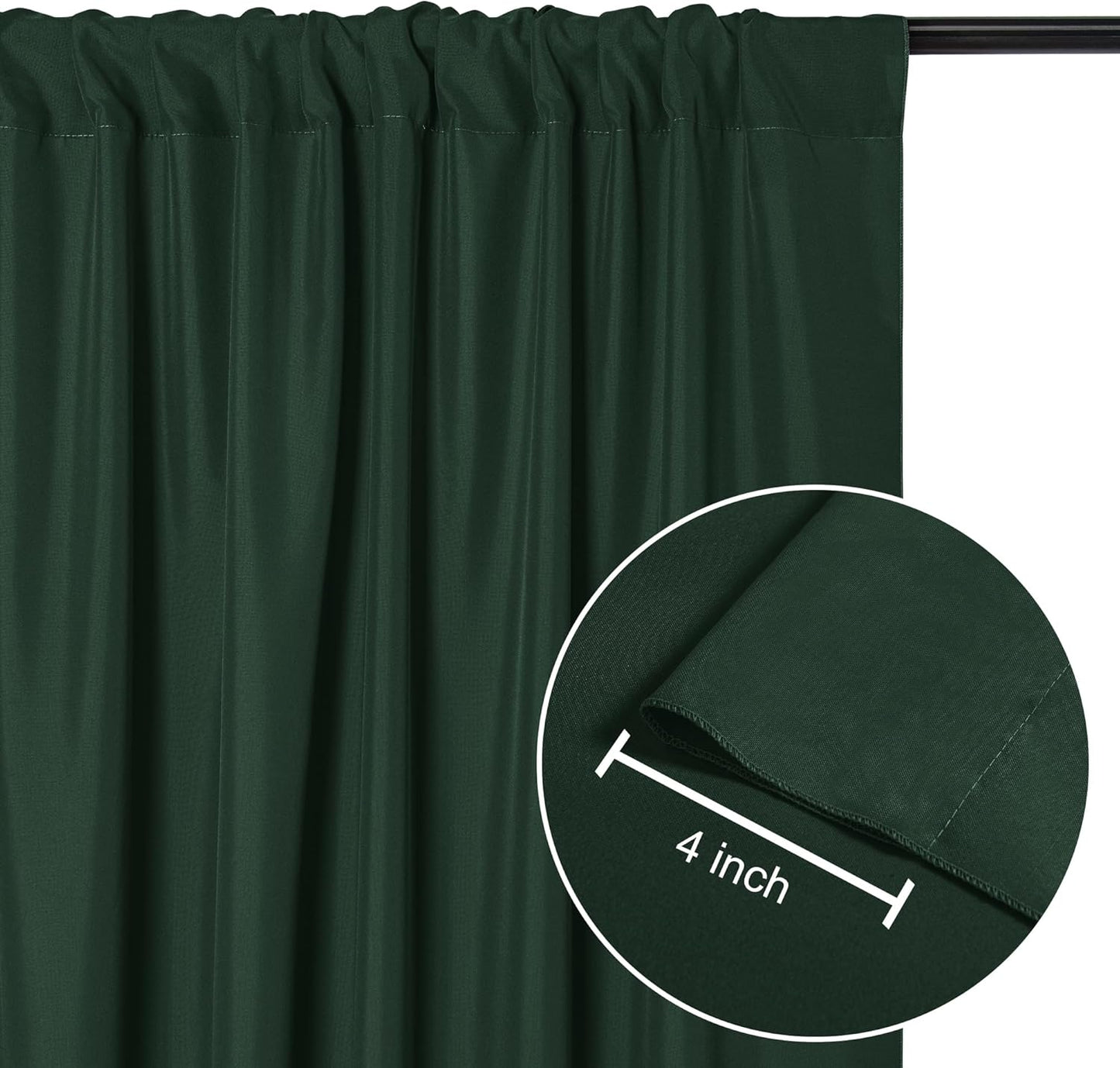 DWCN 10x10 FT Backdrop Curtains for Parties, Photography Backdrop Drapes with Rod Pockets for Wedding Decorations Stage Birthday Family Gatherings, 2 Panels 5ft x 10ft, Hunter Green