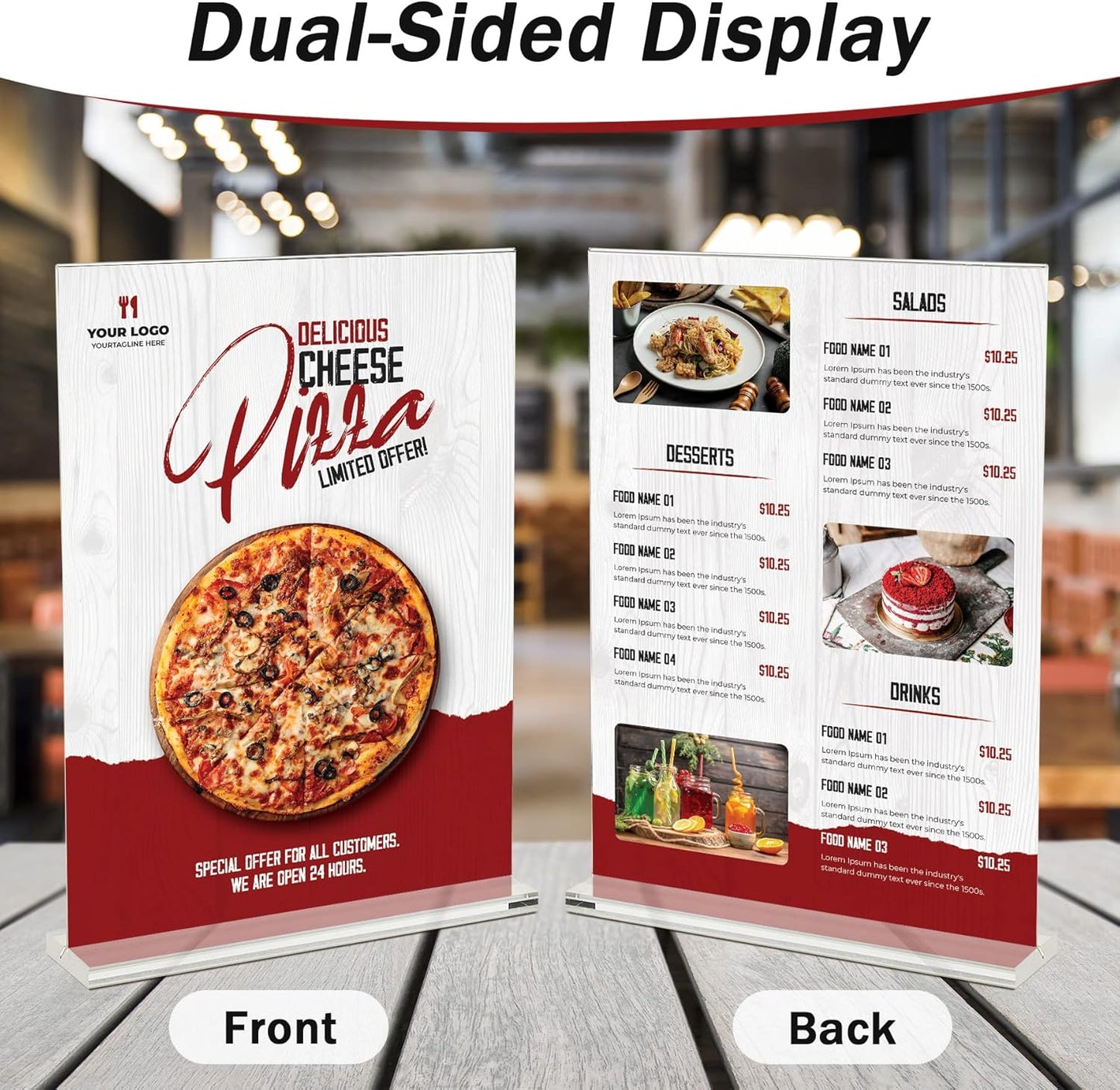 8 Pack Acrylic Sign Holder 8.5 x 11 Vertical, Clear T Shape Table Menu Display Stand, Multi-function Plastic Double-Sided Paper Picture Frames Flyer Document Holder for Displaying