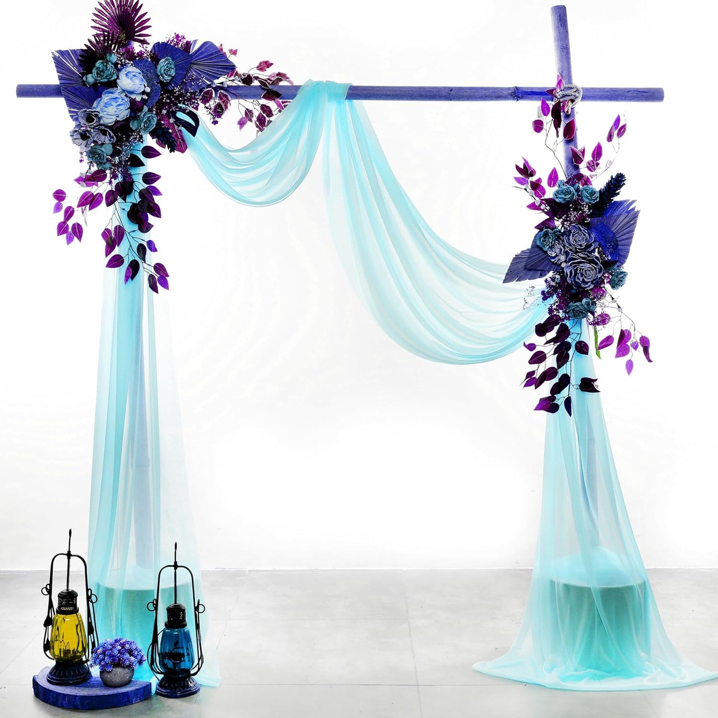 VDS Pack of 2 Panel (30 Inch X 50 Feet) Wedding Arch Draping Fabric Sheer Chiffon Fabric Drapery for Wedding Ceremony Reception Swag Backdrop Canopy Chuppah ARBO Altars Decoration (Teal)