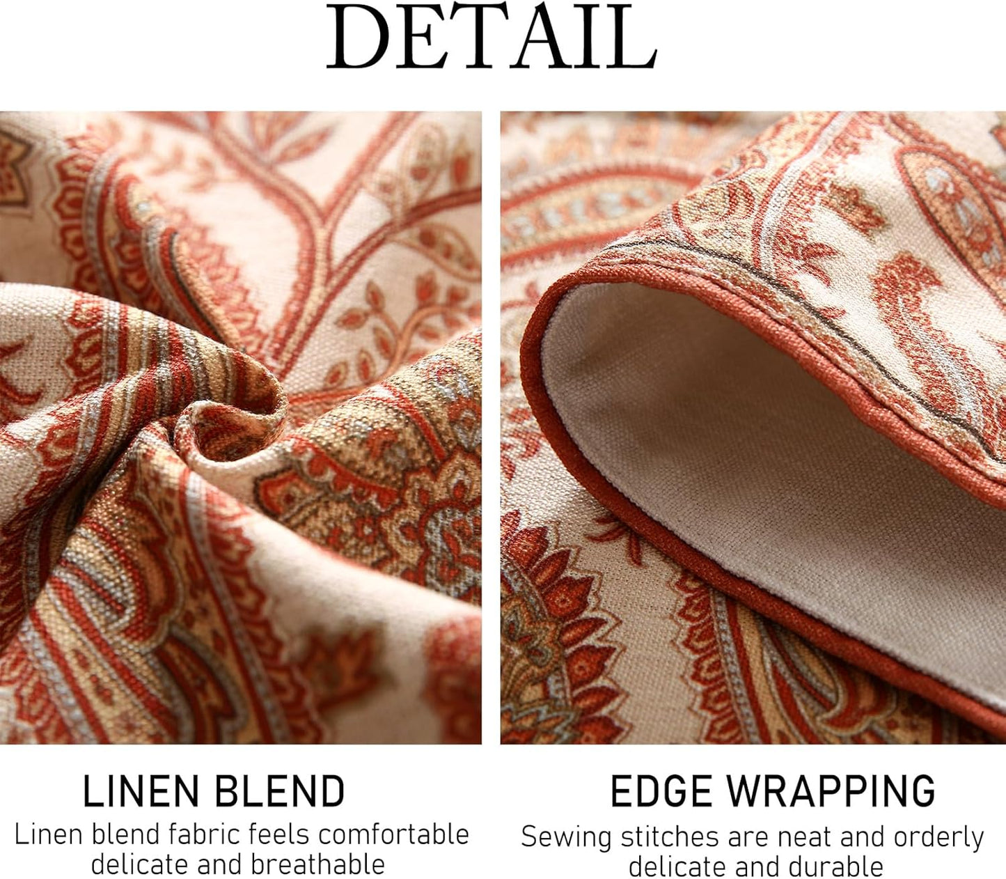 ISAENNE Designer Elegant Red Linen Table Runner 87 Inches Long,Vintage Paisley Pattern Durable Table Runners for Dining Tables,Thanksgiving,Kitchen Tables,Christmas,12"*87"-Chauffrey A