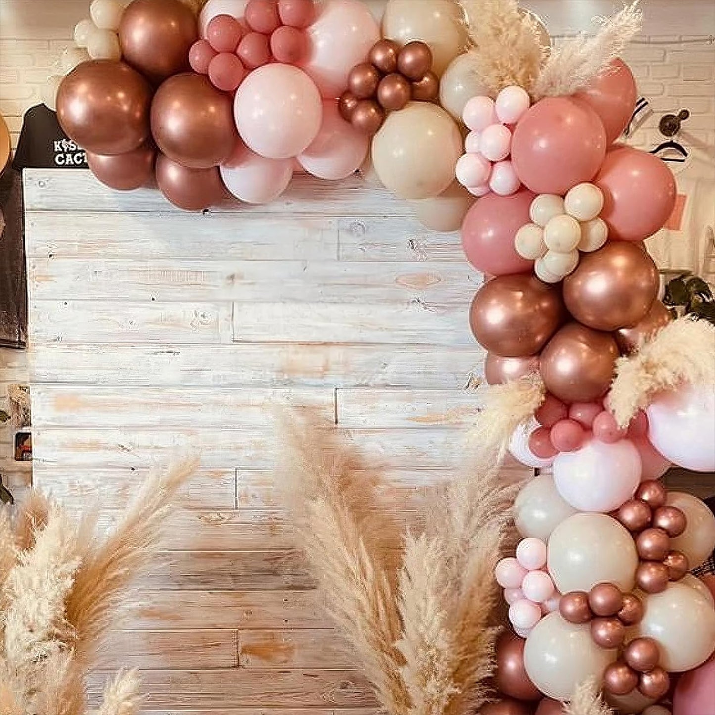 Dusty Pink Blush Balloons, Retro Boho Pink Balloons Cream White Balloon Pearl Light Rose and Metallic Rose Gold Confetti Balloon for Girls Baby Shower Woman Birthday Wedding Party Decorations