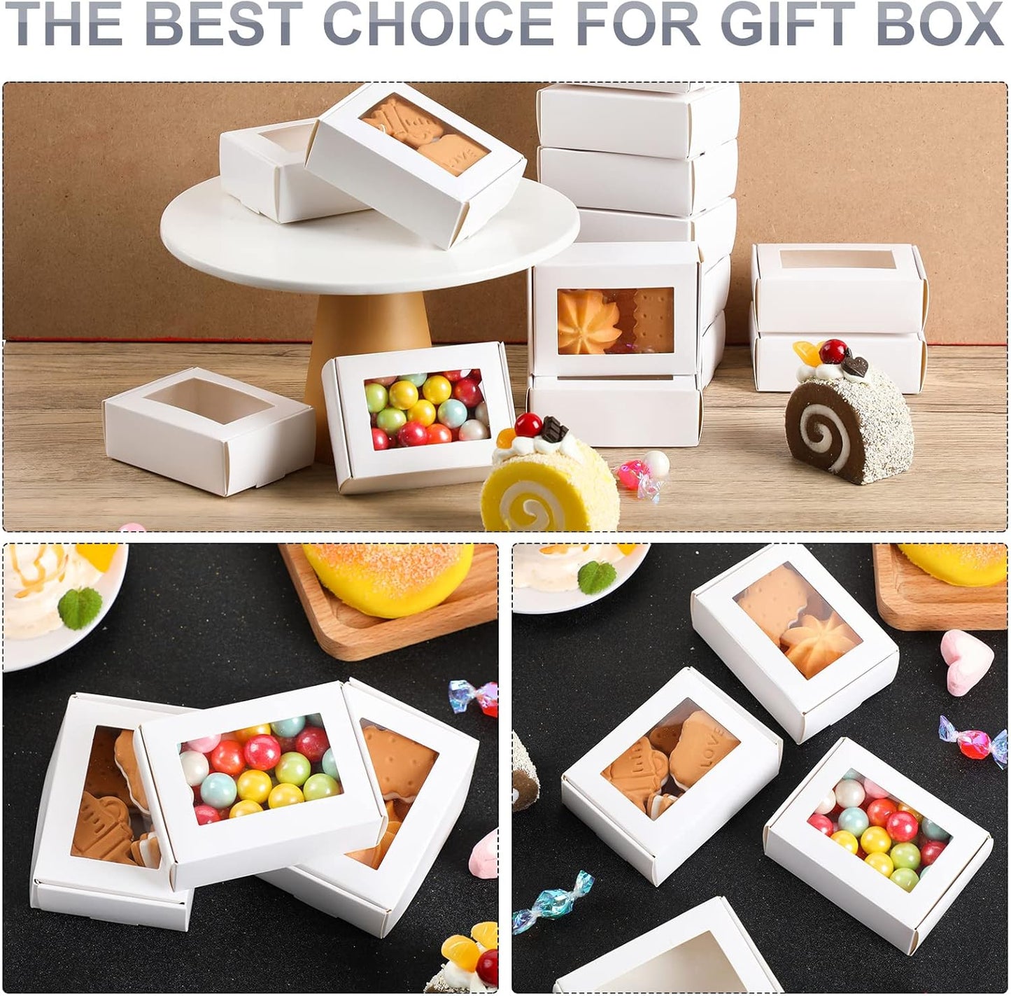 Zonon 30 Pcs Soap Boxes for Homemade Packaging, Mini Kraft Treat Boxes with Window for Bakery Candy Soap Making Gift Packaging(3.7 x 2.6 x 1.37 Inch,White)