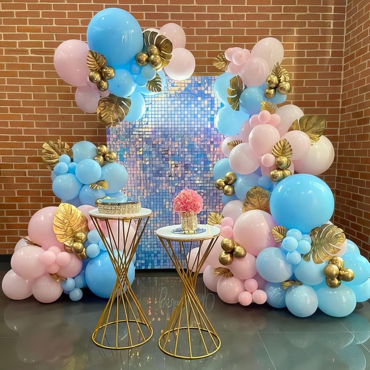 Pink Blue Gold Balloons, 50pcs Pink Blue Purple Balloons, Gold Macaron Pink Purple Teal Balloon Silver Star Confetti Balloon for Gilrs Woman Birthday Baby Shower Party Wedding Bridal Shower Supplies