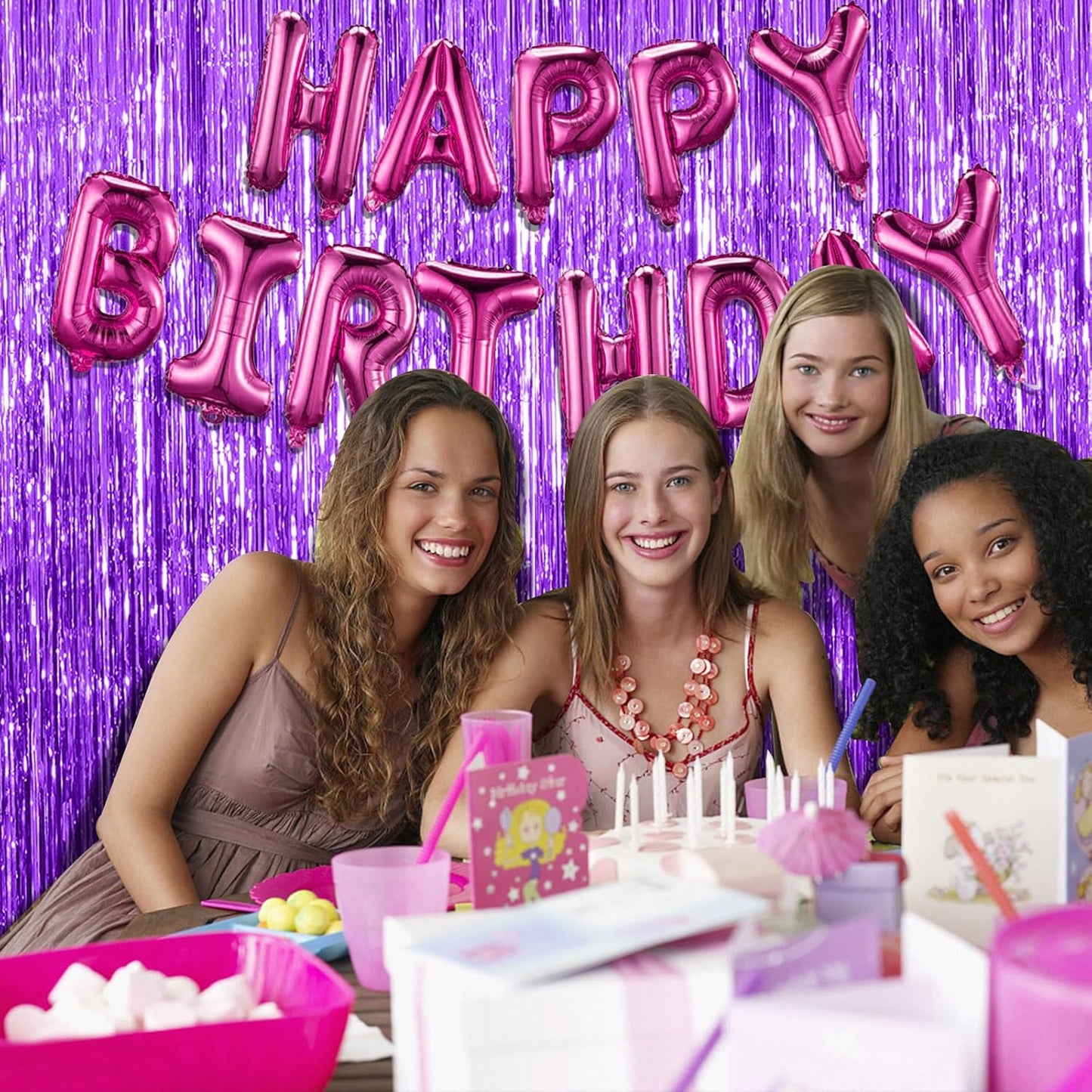 2 Pack Purple Backdrop Tinsel Streamers Foil Fringe Backdrop Halloween Party Decorations Purple Backdrop Curtain Birthday Graduation Bachelorette Christmas New Year Party Decorations