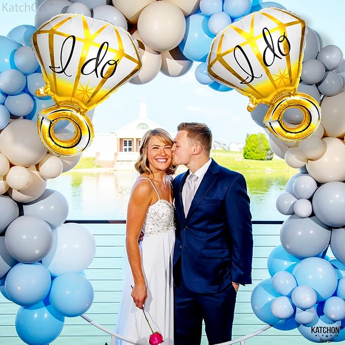 KatchOn, Gold Ring I Do Balloon - 25 Inch, Pack of 2 | Engagement Ring Balloon Set for Engagement Party | I Do Ring Balloons for I Do Decorations | Bachelorette Party Supplies for I Do BBQ Decorations
