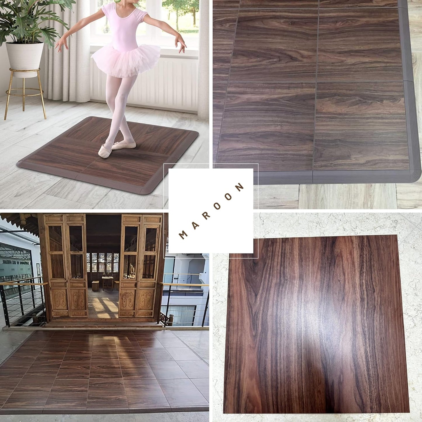 Dance Floor Tiles, Interlocking Dance Floor Tiles for Ballet, Tap, Jazz, and Irish Dance | Portable Dance Floor Tiles for Indoor Dance Flooring