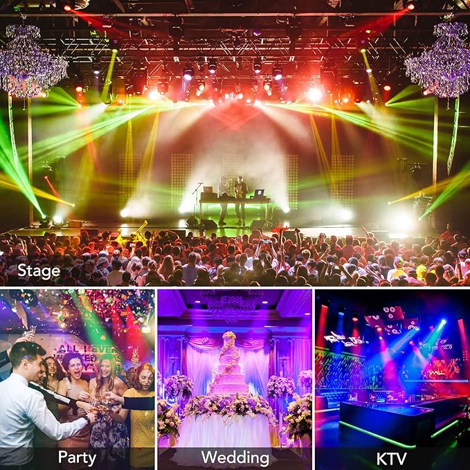 Dj Lights, 6 Pack 36 LED Par Lights Stage Lights with Sound Activated Remote Control & DMX Control, Stage Lighting Uplights for Wedding Club Music Show Christmas Holiday Party Lighting