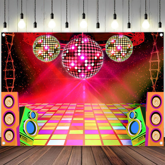 20X10ft Dance Party Backdrop Retro 70s 80s 90s Theme Glitter Stage Dance Ball Background Disco Party Decoration DJ Backdrop Banner for Birthday Party Prom Portrait Photo Shoot Polyester, Red