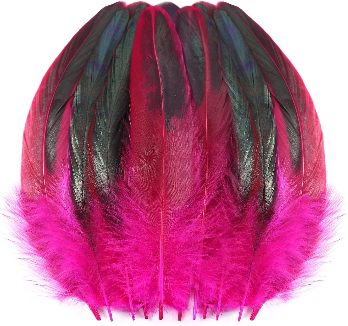 SOGUGOM Pink Rooster Tail Feathers - 200 pcs 5-7 inch Natural Small Feathers Bulk for Craft Projects, Hats, Costume and Party(Hot Pink)