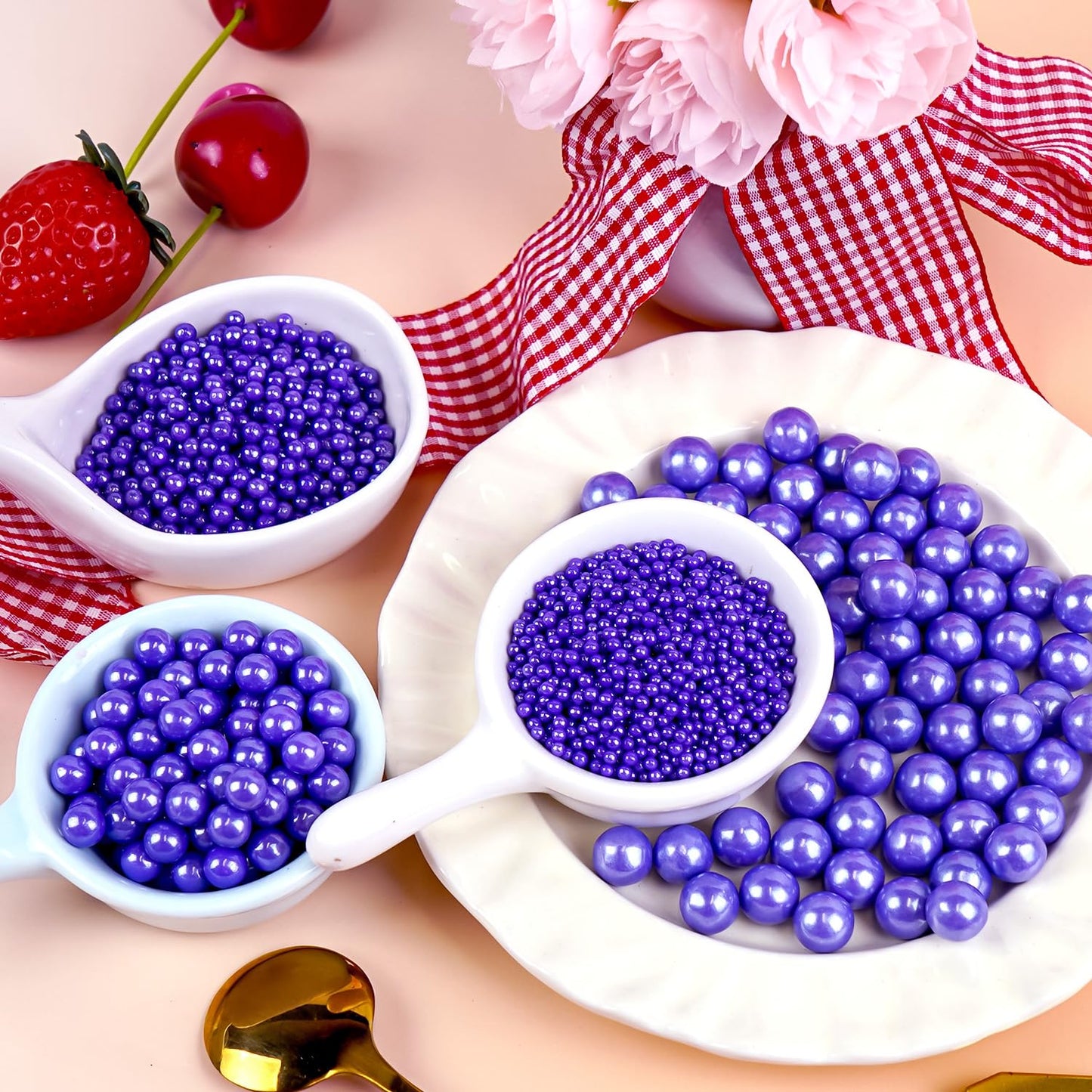 Dazzjoy Purple Edible Pearl Sprinkles, 150g/5.29oz, Purple Sprinkles for Cake Decorating, Cake Decoration & Cupcake Topper