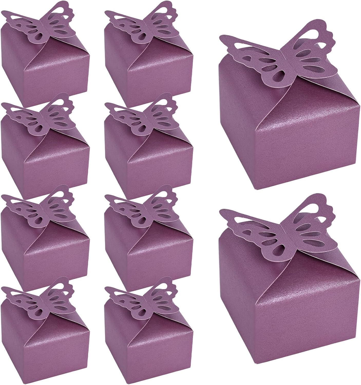 VGOODALL 50PCS Party Favor Boxes, 2.4" x 2.4" x 1.8" 3D Butterfly Candy Boxes Purple Baby Shower Favors for Wedding Birthday Party Gift