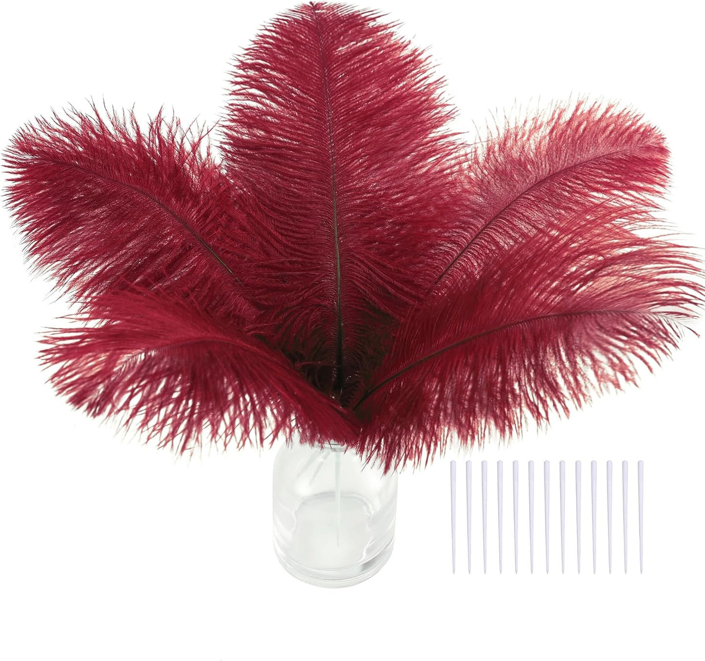 SOGUGOM Red Crafts Ostrich Feathers - 30PCS 6-8 inch Ostrich Feathers Kit for Centerpieces, Kindergarten Crafts, Dream Catchers and DIY Projects(Wine Red)