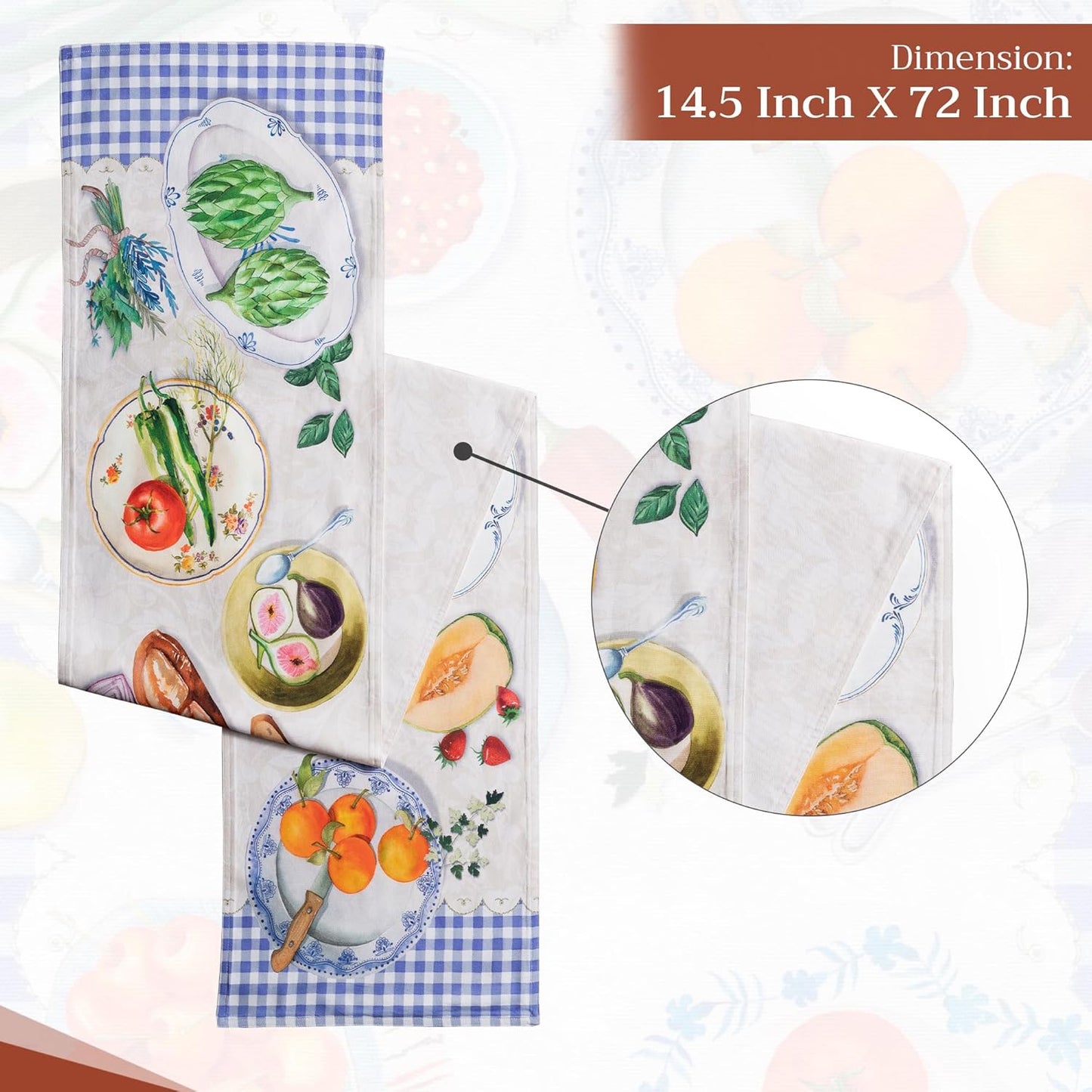 Maison d' Hermine Table runner 100% Cotton Double Layer Table Runners 108 inches long Decorative for Home Kitchen Dining Party Baby Shower Wedding Bridal Shower Spring Summer (Gourmand, 14.50" x 108")