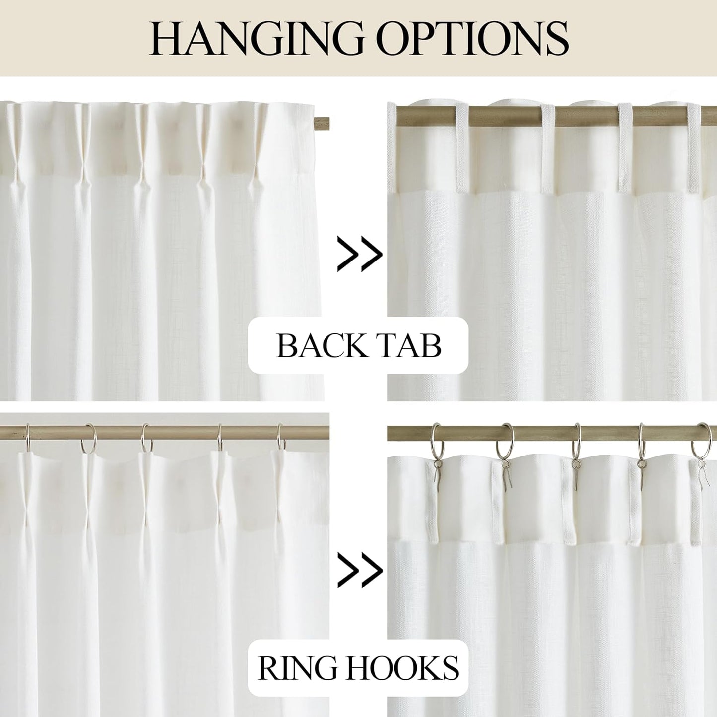 Vision Home White Pinch Pleated Semi Sheer Curtains Textured Light Filtering Window Curtains 84 inch for Living Room Bedroom Patio Rayon Blended Pinch Pleat Drapes with Hooks 1 Panel 60" Wx84 L