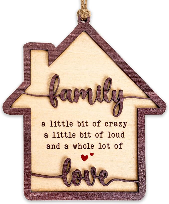 Christmas Ornament 2025 - Family Ornament – Wooden House Shape | Heartfelt Home Decor – Gift for Parents - Friends – Christmas Tree Keepsake– White Elephant Gifts - Xmas Tree Funny Decoration