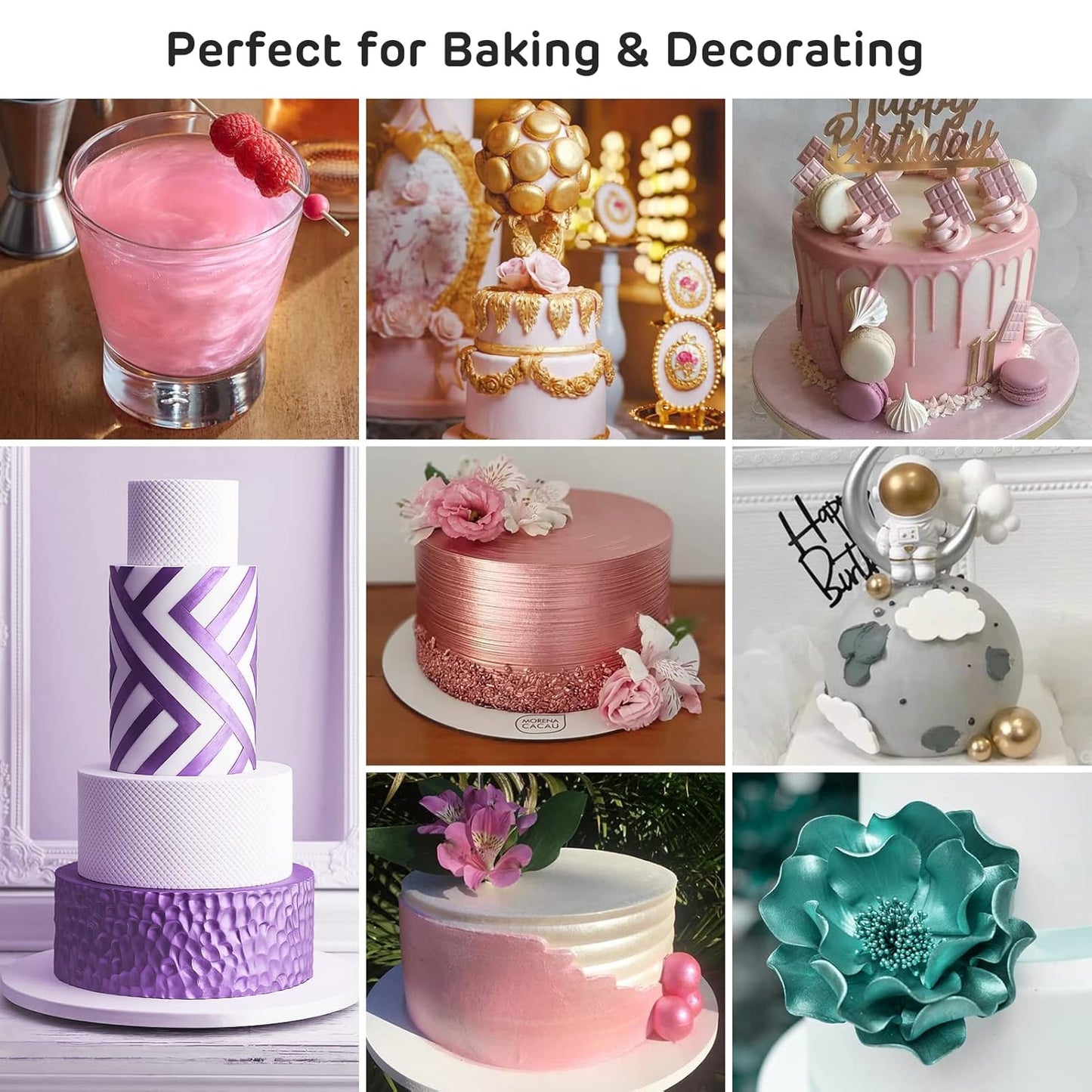 Nomeca Edible Luster Dust, 8 Grams Food Grade Shimmer Gold Cake Dust Metallic Food Coloring Powder for Cake Decorating, Baking, Fondant, Gumpaste, Chocolate, Candy, Drinks, Cookies - Purple